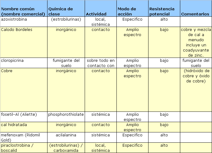 Propiedades generales de los fungicidas utilizados en los cítricos